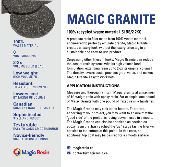 GRANITE FILLER FOR EPOXY RESIN - 5 lbs