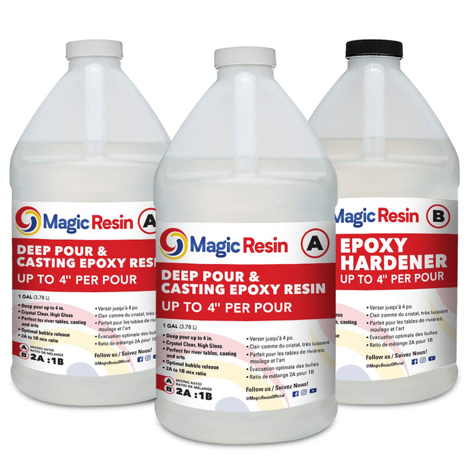 3 Gallon (11.4 L) | 4'' Deep Pour, Casting & Art Resin | Clear Epoxy Resin Kit | Free Express Shipping