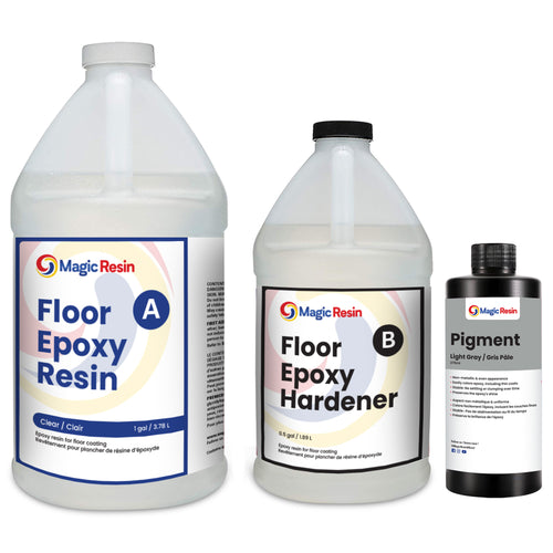 Light Grey | Floor Epoxy Resin Kit for Garages, Basements, Warehouses, Retail Stores | Choose Size