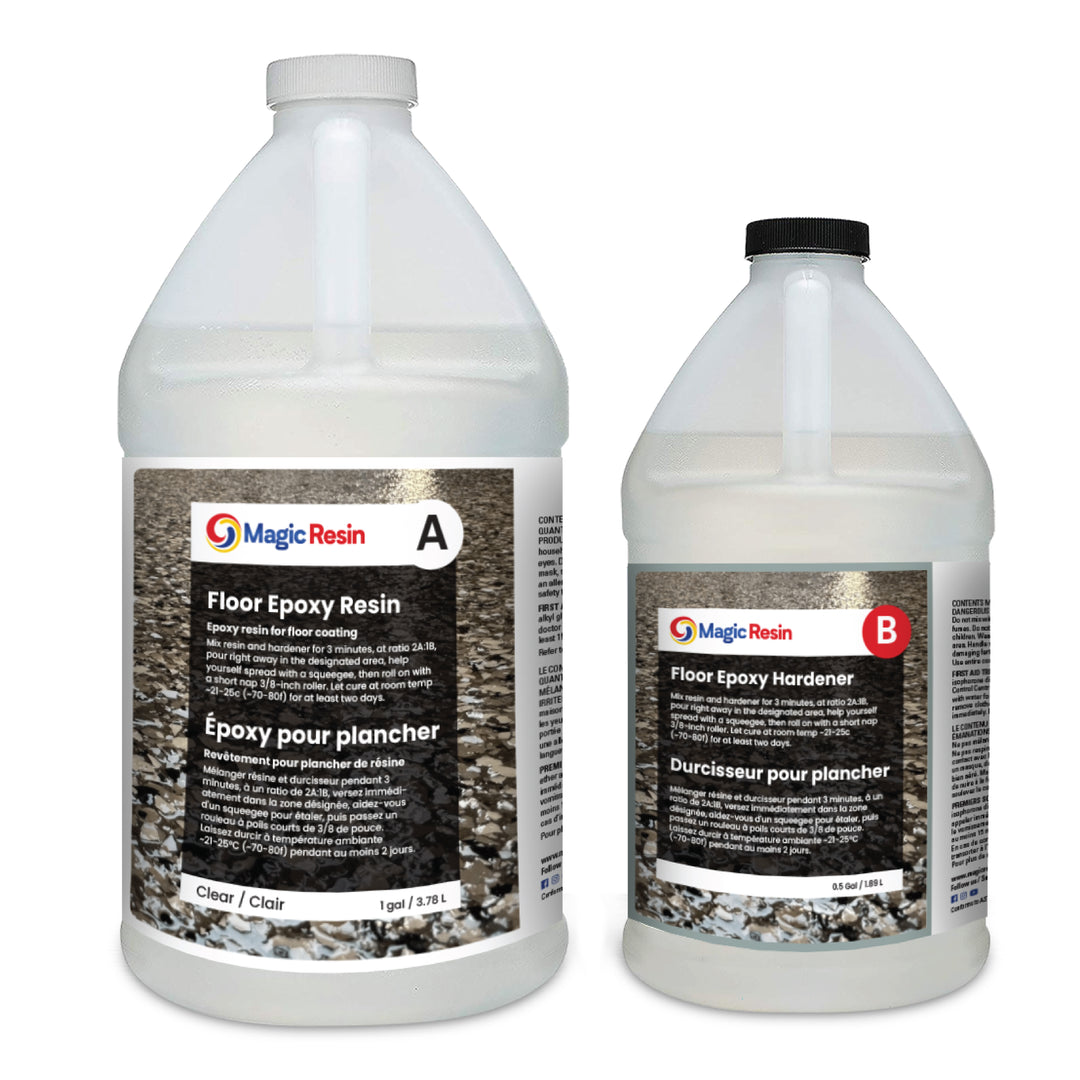 Transparent | Kit de résine époxy pour planchers de garages, sous-sols, entrepôts, magasins de détail | Choisissez la taille