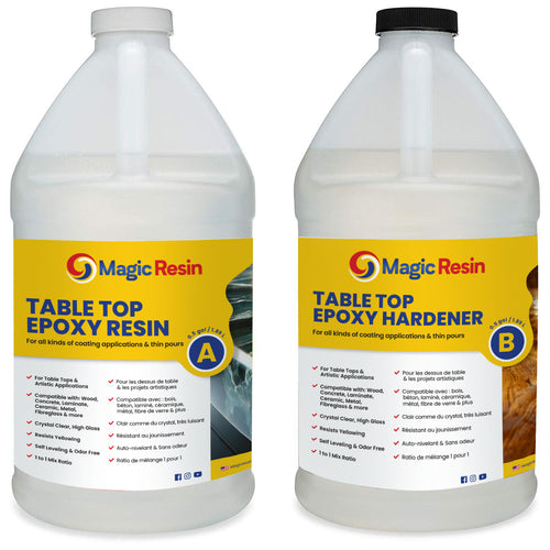 1 Gallon (3.8 L) | Table Top Clear Coating Epoxy Resin Kit | Free Express Shipping