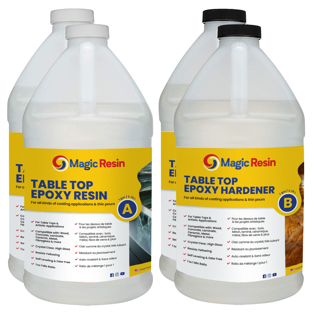 4 Gallon (15.2 L) | Table Top Clear Coating Epoxy Resin Kit | Free Express Shipping