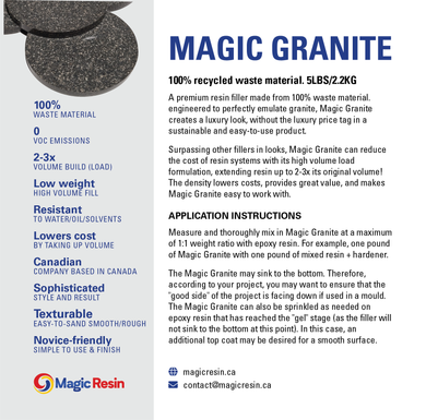 GRANITE FILLER FOR EPOXY RESIN - 5 lbs