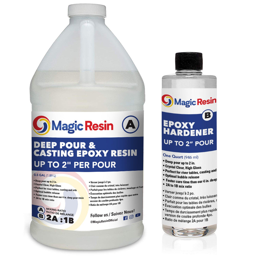 .75 Gallon (2.85 L) | 2'' Deep Pour, Casting & Art Resin | Clear Epoxy Resin Kit | Free Express Shipping