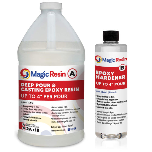 .75 Gallon (2.85 L) | 4'' Deep Pour, Casting & Art Resin | Clear Epoxy Resin Kit | Free Express Shipping
