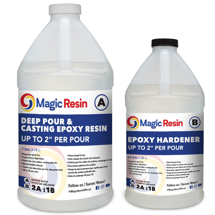 Deep Pour Epoxy Resin for River Table | 3/4 Gallon (2.85 L) | 2'' Deep Pour & Casting Epoxy Resin Kit | Low VOC & Low Odor | for River Tables, Deep