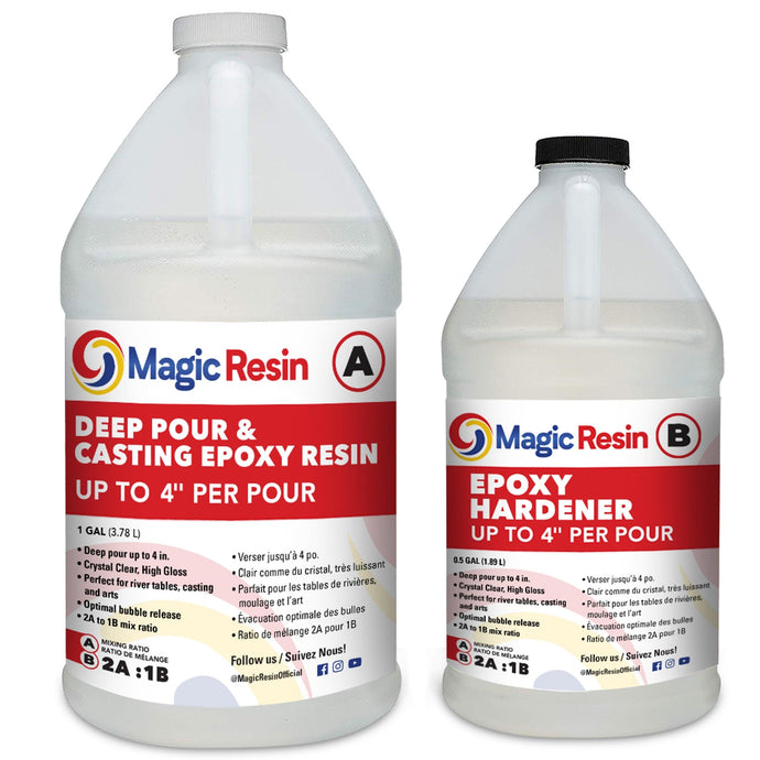 1.5 Gallon (5.7 L) | 4'' Deep Pour, Casting & Art Resin | Clear Epoxy Resin Kit | Free Express Shipping