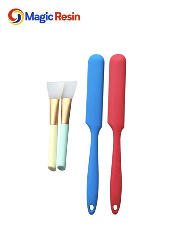 2 x Silicone Stir Sticks & 2 x Silicone Brushes | Great for Epoxy Resin Mixing | Non-Stick