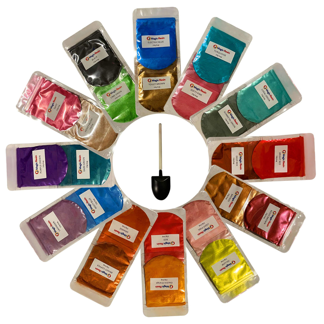 Vibrant Mica Powder Set - 25 Dazzling Colours for Limitless Creativity - Large 10 Grams per Colour (25x10g)